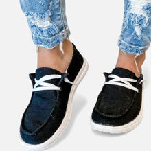 Leinenslipper Damen mit leichter Sohle in Schwarz
