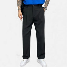 Herren Stoffhose mit weitem Bein in Schwarz
