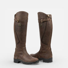 Damen Kniehohe Reitstiefel mit Schnallenverschluss in Dunkelbraun
