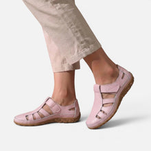 Orthopädische Halbschuhe Klettverschluss Cut Out Kunstleder in Rosa