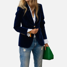 Eleganter Damenblazer aus weichem Samt in Blau
