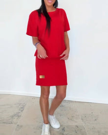 Phuthi – Bequemes Stretchkleid in Rot