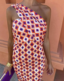 Sommerfeld | Elegantes Midikleid mit asymmetrischer Schulter in Orange