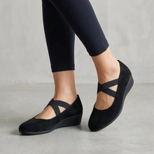 Isabell | Damen Stilvolle Elegante Sandalen Keil Riemen in Schwarz
