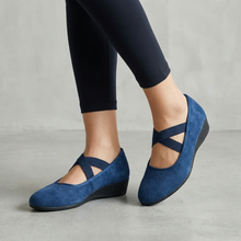 Isabell | Damen Stilvolle Elegante Sandalen Keil Riemen in Blau