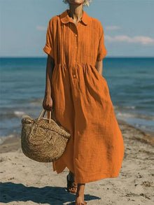 Iverra™ - Lässiges Baumwollhemdkleid in Orange