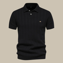 Jake | Herren Poloshirt Strickoptik Sommer – Strick Polo Sommer Herren 2026 in Schwarz