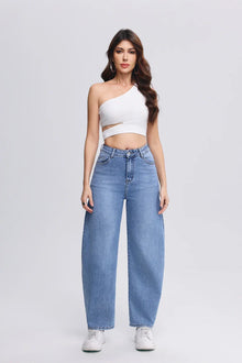 Barrel-Jeans aus softem Baumwoll-Mix in Denim