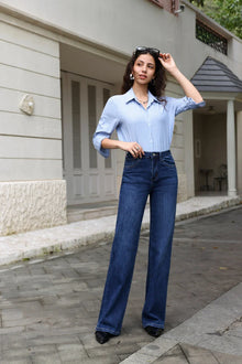 Jeans mit weitem Bein in Denim