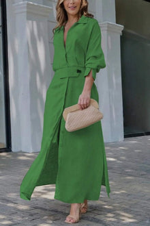 Jeanette | Maxikleid mit V-Ausschnitt in Grün