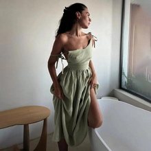 Jette | Damen Stilvolles Sommerkleid Maxi Leinen in Grün