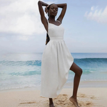 Jette | Damen Stilvolles Sommerkleid Maxi Leinen in Weiß