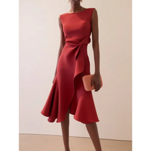 Julie | Damen Asymmetrisches Midikleid in Rot