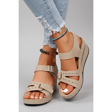 Juna | Damen Keil Sandalen Für Sommer Elegant in Beige