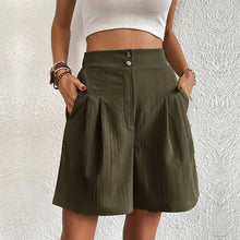 Chelsie - Hohe Taille Bequeme Shorts in Green