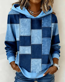 Klara | Karierter Damen Hoodie im lässigen Stil in Blau