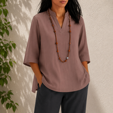 Karin | Damen Sommer Bluse Für Warme Tage in Braun