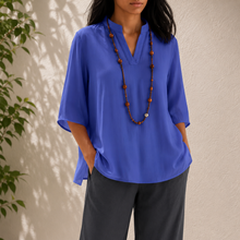 Karin | Damen Sommer Bluse Für Warme Tage in Blau