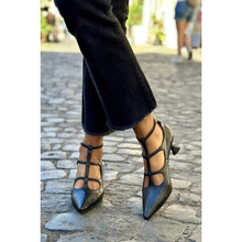 Katja | Schwarze Damen Sandalen mit Spitzer Spitze in Schwarz