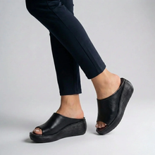 Kayla | Damen Komfort Sandalen Plateau Offen in Schwarz