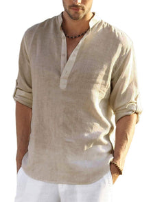Sommerfeld | Henley-Hemd aus Leinen-Mix in Khaki