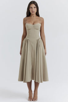 Kiki | Retro Midikleid in khaki