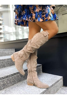 Laura | Klassische kniehohe Damen Stiefel in Grau
