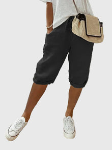 Gella™ - Leichte Shorts aus Baumwoll-Leinen in Schwarz