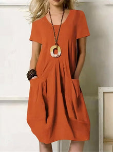 Kwani™ - Einfaches lässiges Fließkleid in Orange