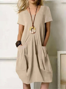 Kwani™ - Einfaches lässiges Fließkleid in Beige