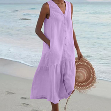 Nora | Lässiges Midikleid für Hochzeitsgäste im Sommer in Lila