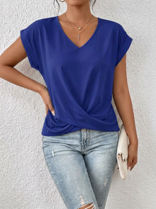 Nora | Lässiges T-Shirt mit V-Ausschnitt Womens in Blau