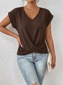 Nora | Lässiges T-Shirt mit V-Ausschnitt Womens in Braun