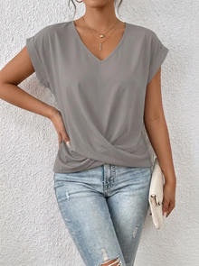 Nora | Lässiges T-Shirt mit V-Ausschnitt Womens in Grau