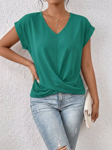 Nora | Lässiges T-Shirt mit V-Ausschnitt Womens in Grün