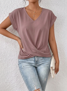 Nora | Lässiges T-Shirt mit V-Ausschnitt Womens in Rosa