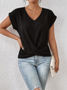 Nora | Lässiges T-Shirt mit V-Ausschnitt Womens in Schwarz
