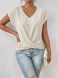 Nora | Lässiges T-Shirt mit V-Ausschnitt Womens in Weiß