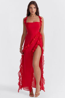 Laurine | Elegantes Maxikleid in Rot