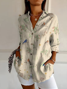 Pauline | Lebendige Vintage-Bluse in Beige