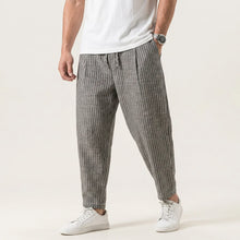Sommerhose für Herren im Barrel Fit mit Kordelzug und gestreiftem Design in Dunkelgrau
