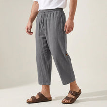 Schlupf-Sommerhose für Herren mit weitem Bein und Kordelzug in Grau
