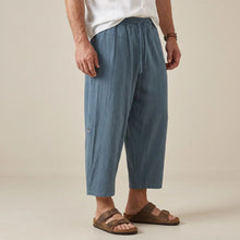 Schlupf-Sommerhose für Herren mit weitem Bein und Kordelzug in Jeansblau