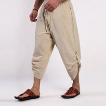 Schlupf-Sommerhose für Herren mit weitem Bein und Kordelzug in Beige