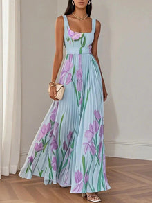 Liviana | Plissiertes Maxi-Kleid in Blau