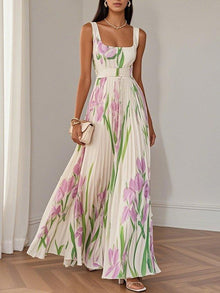 Liviana | Plissiertes Maxi-Kleid in Weiß