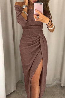 Charlotte | Damen elegantes Maxikleid für Hochzeitsgäste in Braun