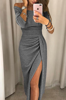 Charlotte | Damen elegantes Maxikleid für Hochzeitsgäste in Grau