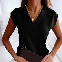 Lorien™ - Elegante V-Ausschnitt-Bluse in Schwarz