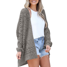Mia | Luftige Damen Strickjacke im Boho-Stil in Grau